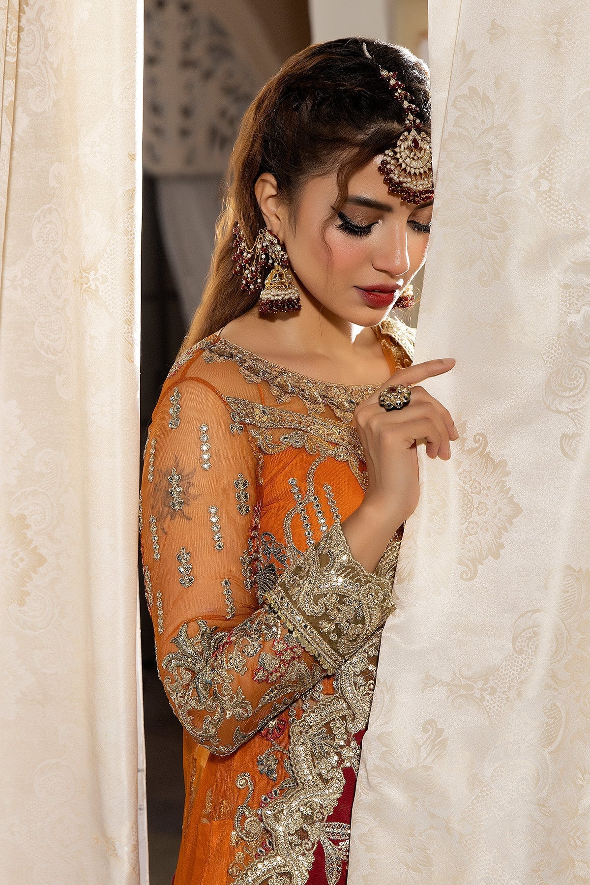 Orange Formal Gharara Collection Net