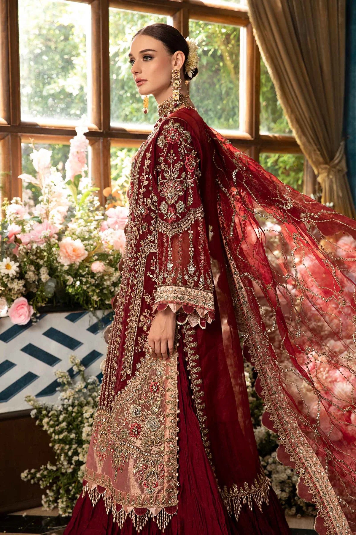 Maria B Maroon Formal Collection Organza ReplicaLF0528