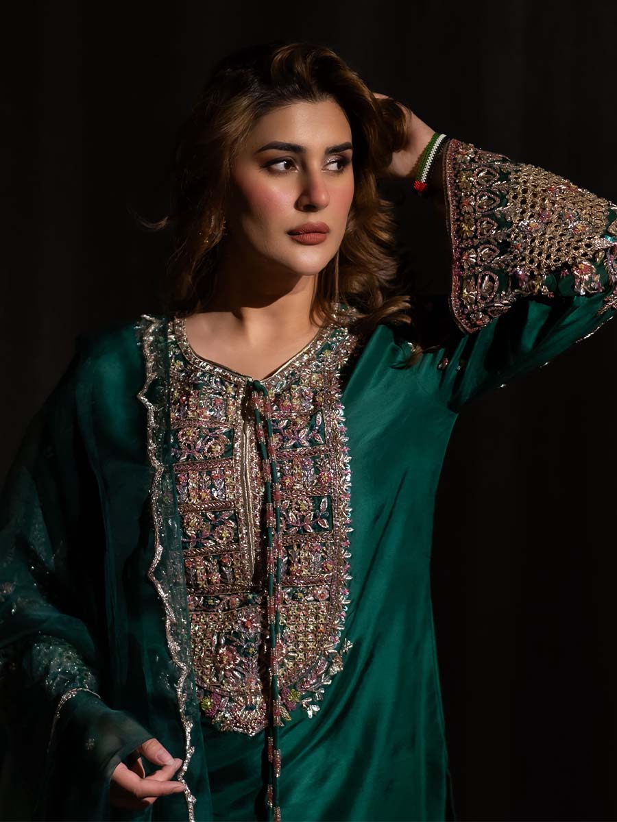 Hijab Seagreen Formal Raw Silk Collection