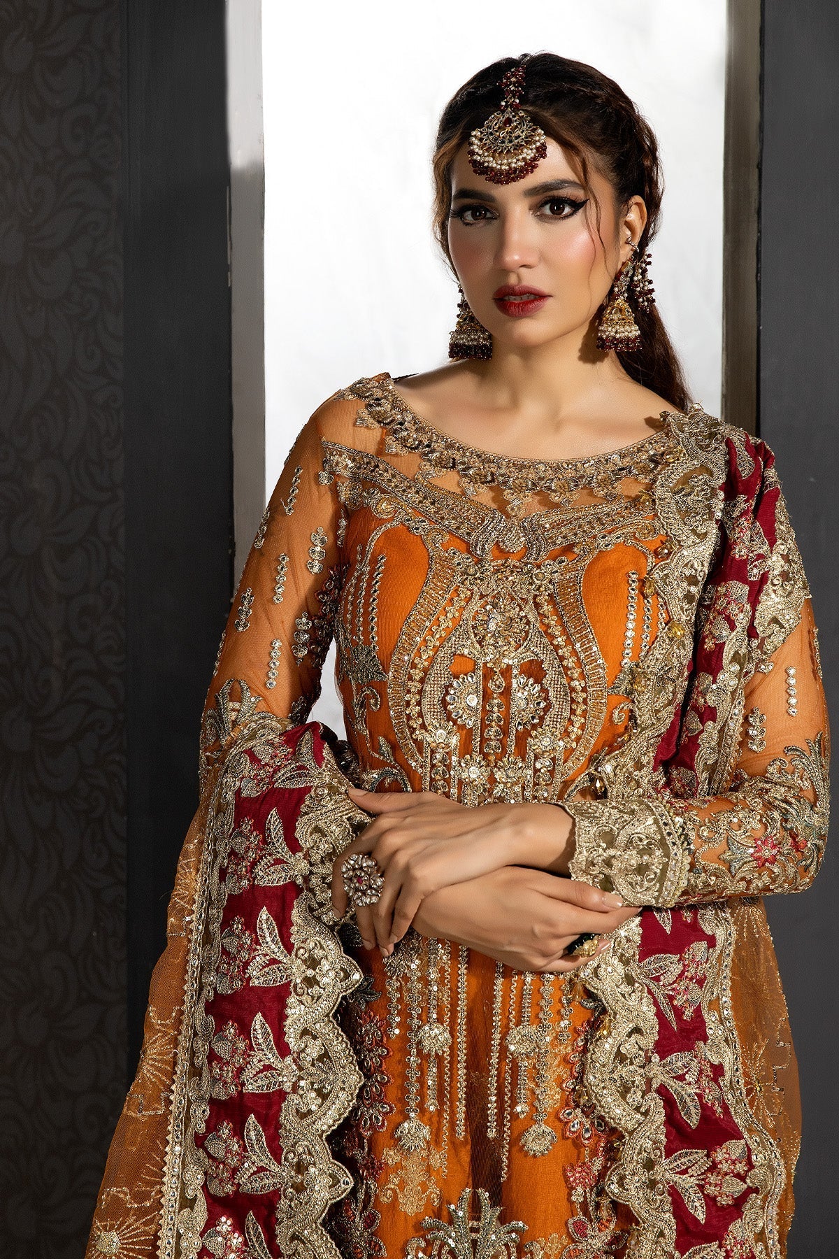 Orange Formal Gharara Collection Net