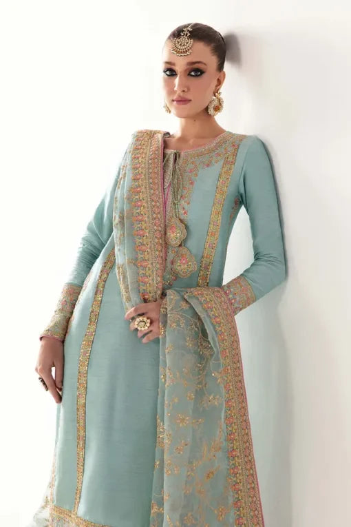 Kanwal Malik Blue Formal Collection Raw Silk