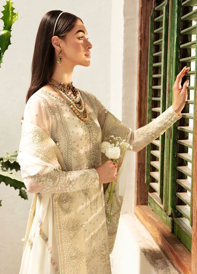 Luxury Chiffon Unstitched 3pc Off Whitelf8443
