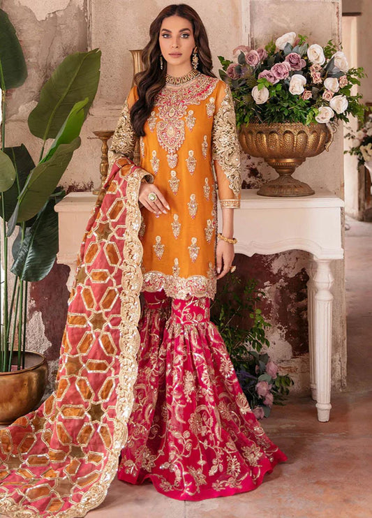 Imrozia Gharara Chiffon Yellow Mehendi Collection LF0960