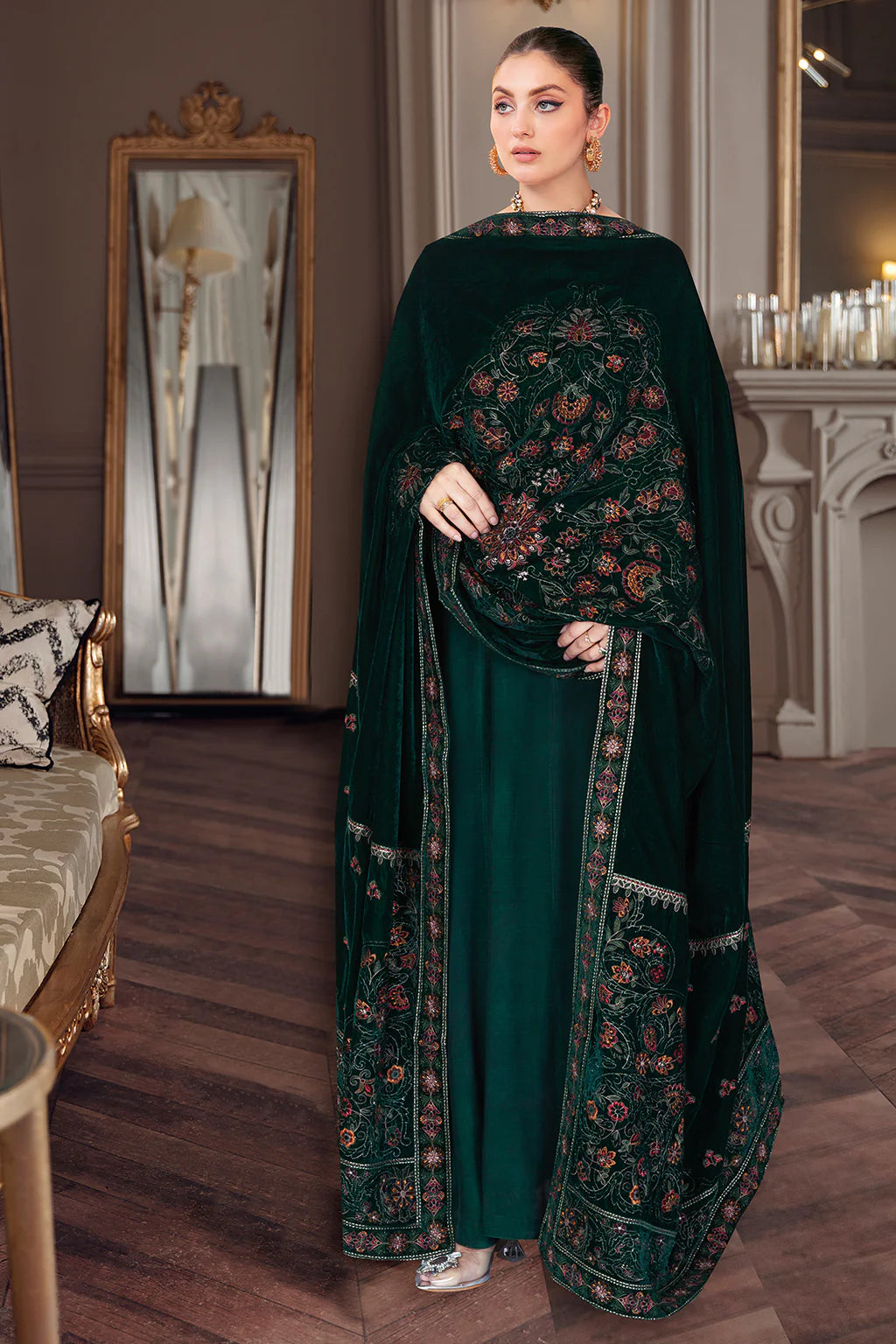 Shawl With Raw Silk Suit LF0911