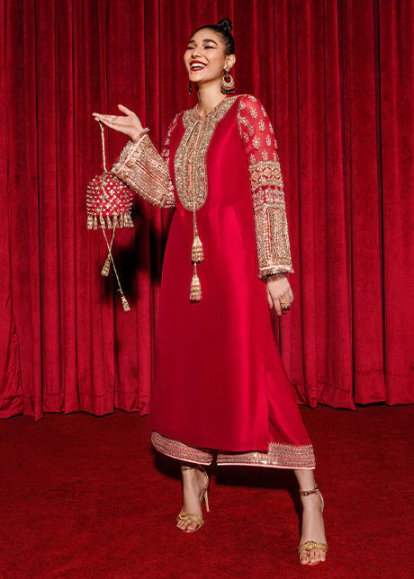 Hussain Rehar Red Formal Collection SilkLF0874