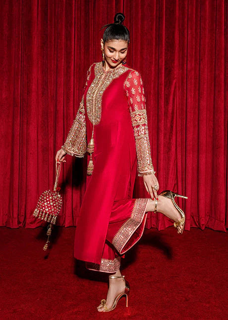 Hussain Rehar Red Formal Collection SilkLF0874