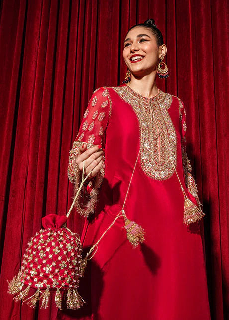 Hussain Rehar Red Formal Collection SilkLF0874