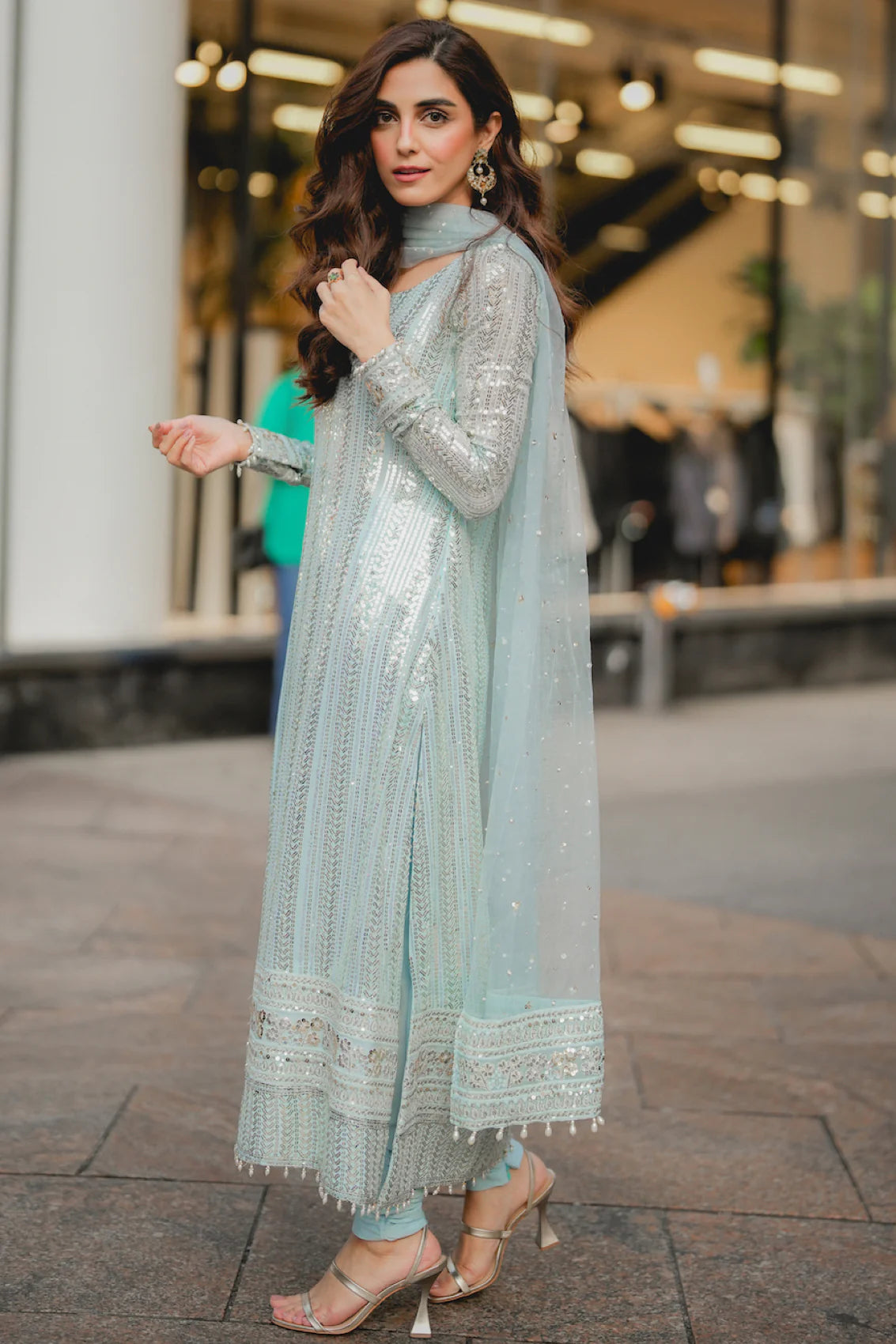 Maya Ali Sky Blue Formal Collection Chiffon