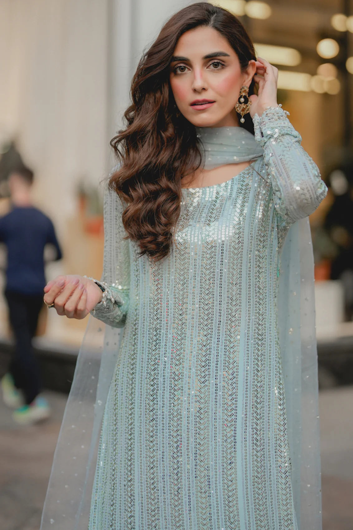 Maya Ali Sky Blue Formal Collection Chiffon