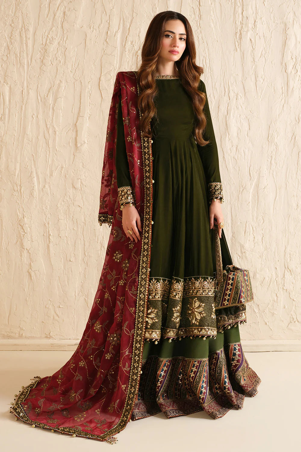 Jazmin Green Formal Gharara Collection Velvet