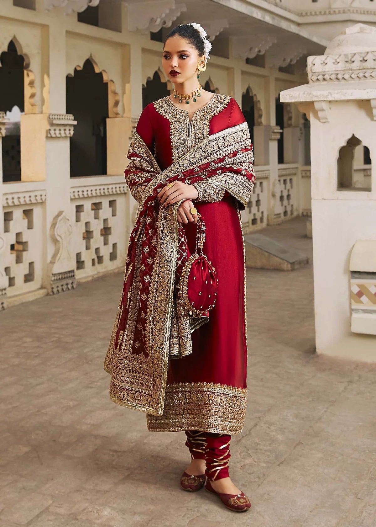 Kanwal Malik Red Formal Collection Raw Silk