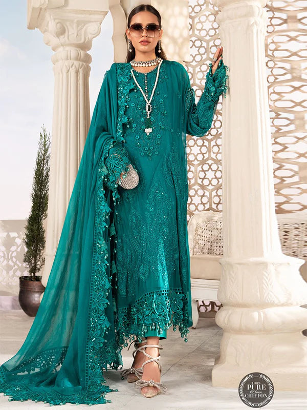 Maria B Chiffon - Deep and Sea Green lux LF0951