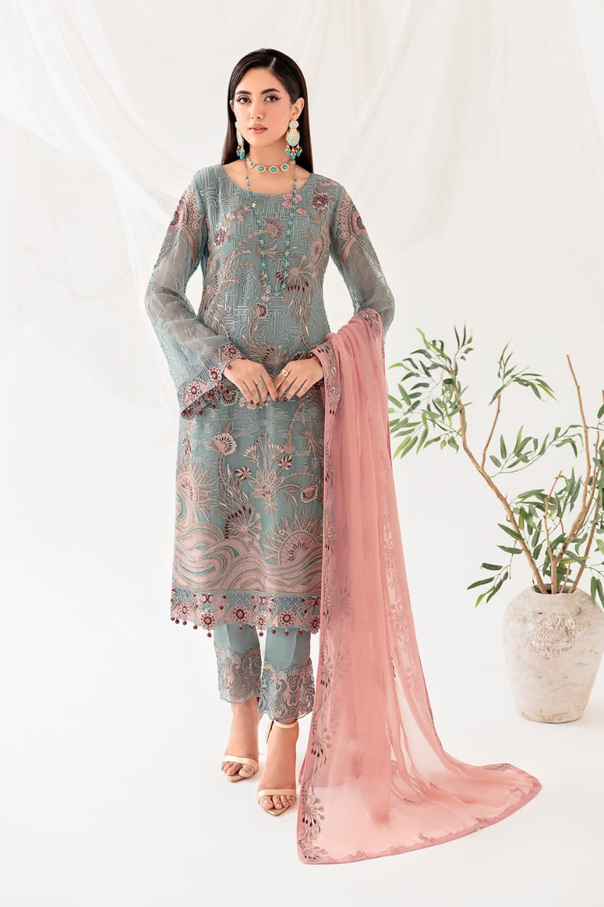 Embroidered Chiffon formal LF0972