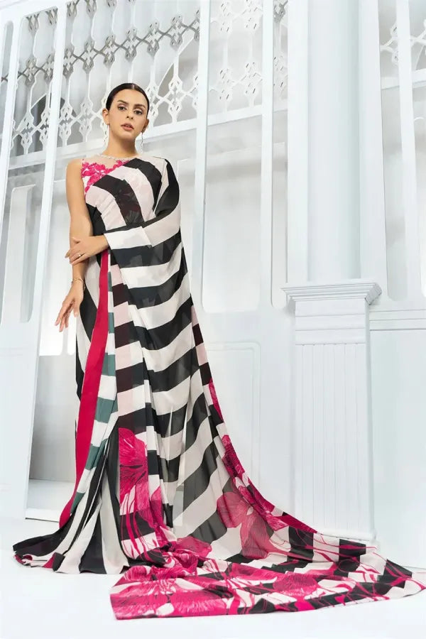 LULUSAR CHIFFION DIGITAL PRINTED SAREE