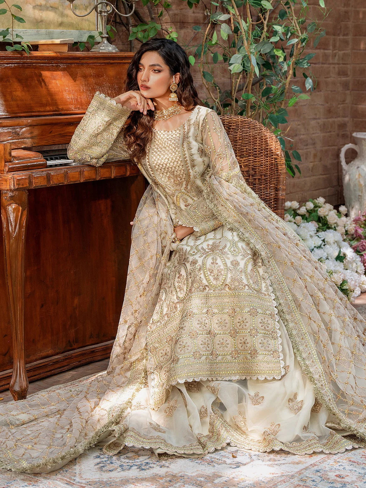 Akbar Aslam White Formal Collection Chiffon