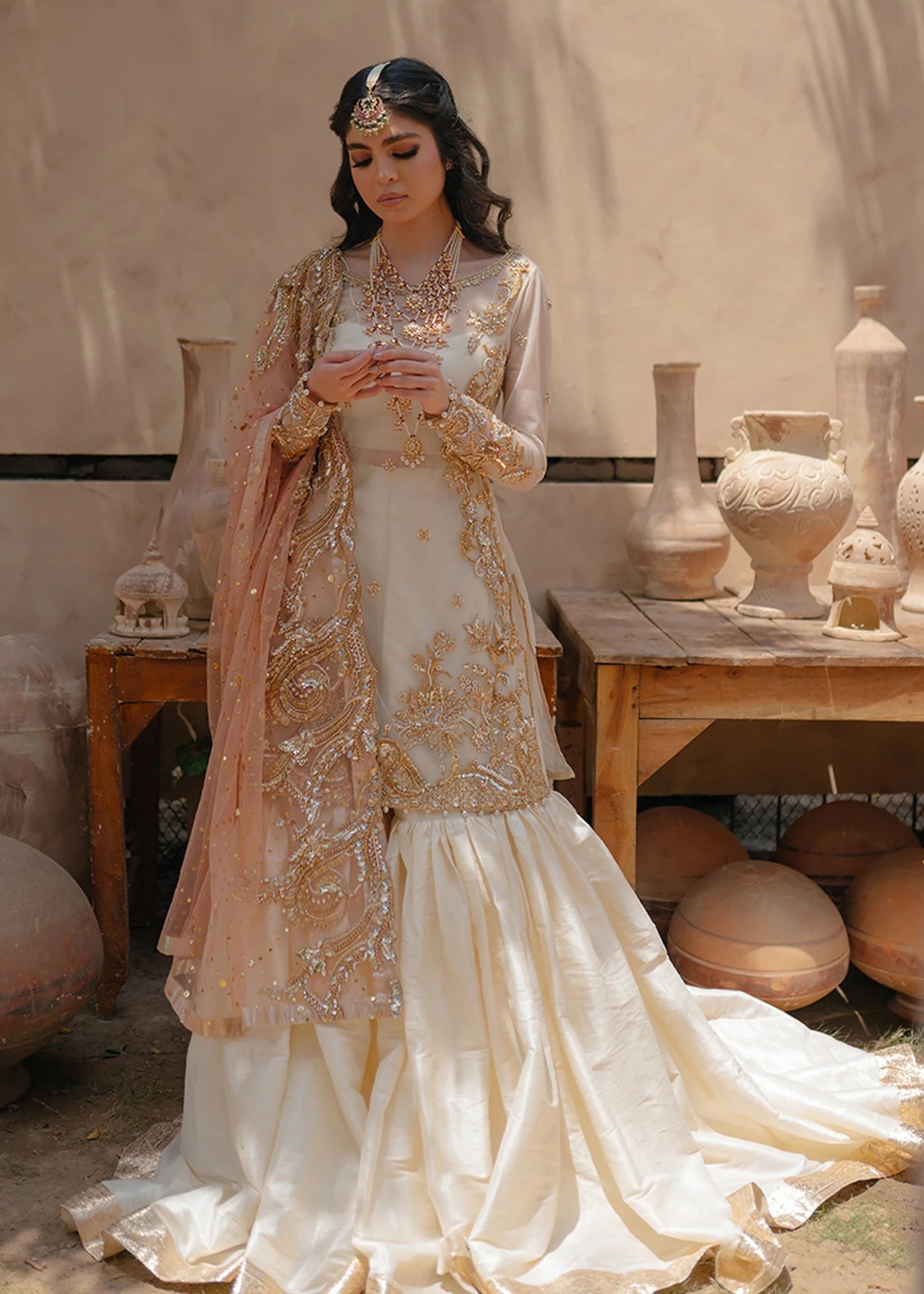 White  Collection Organza Gharara